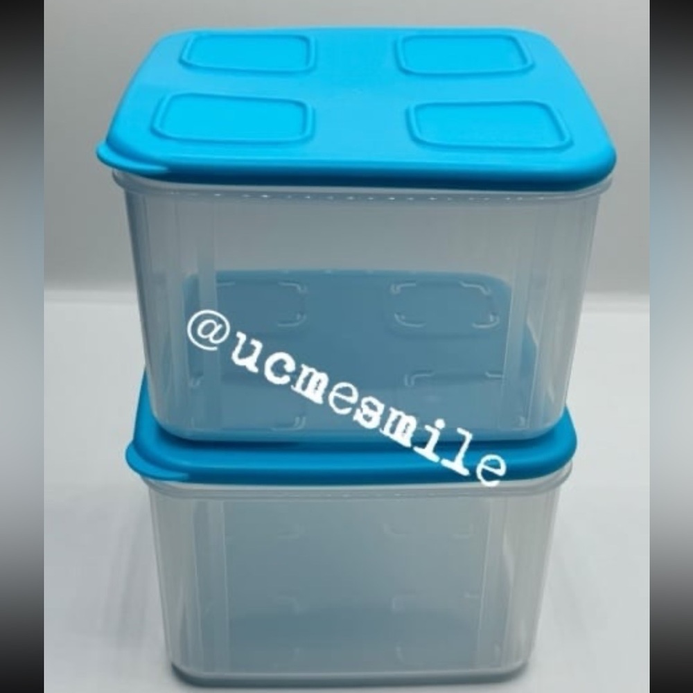 Tupperware Square Clear with Blue Seal 1.5L Mates Container Set